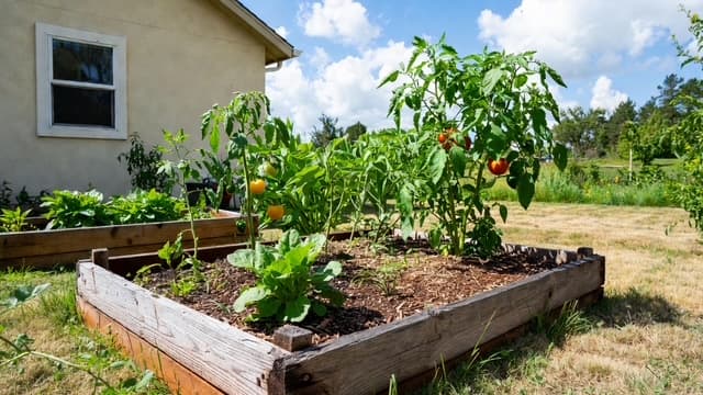 Raised beds with vegetables